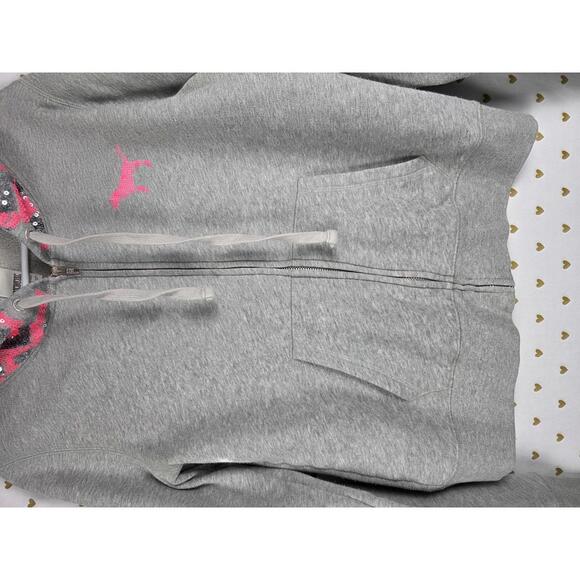 Victorias Secret Pink CHEVRON BLING RARE Hoodie Jacket Full Zip MEDIUM - Picture 3 of 11
